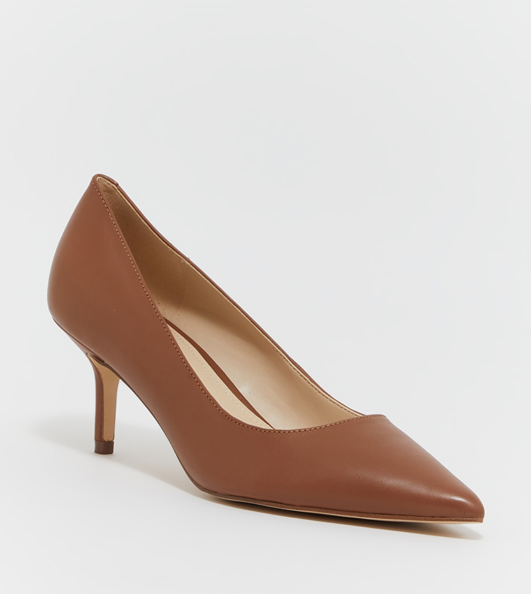 Brown pointed toe pumps best sale