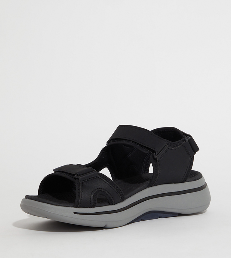 Buy Skechers GO WALK ARCH FIT Velcro Closure Sandals In Black ...