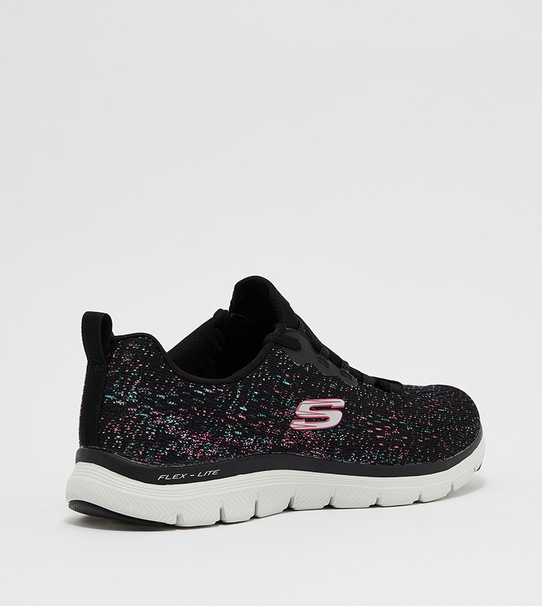 Skechers flex appeal 3.0 metal outlet works trainers - black