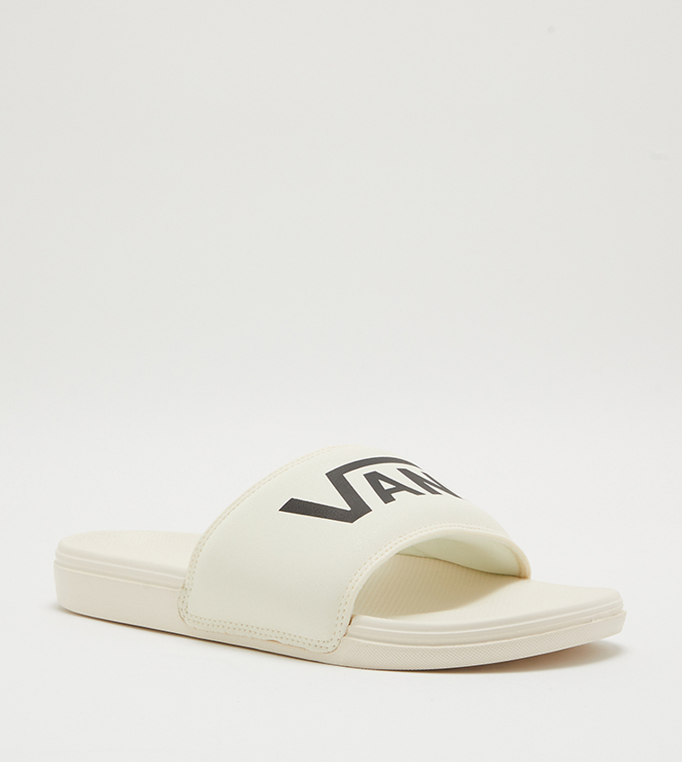 Vans cheap white slides