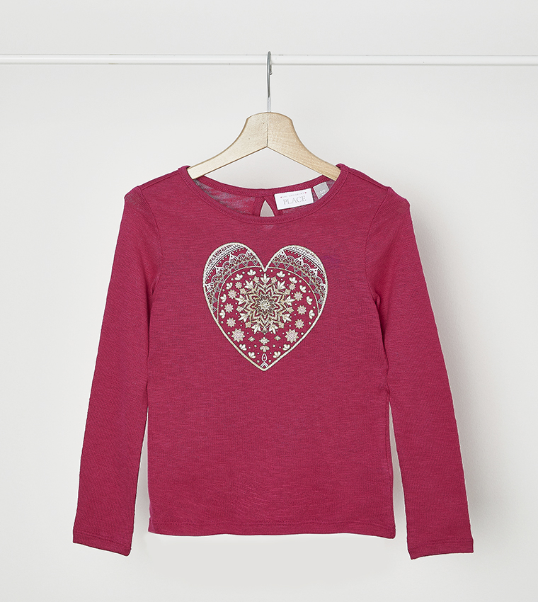 Buy The Children s Place I BG Graphic Snit Sweater In Pink 6thStreet Kuwait