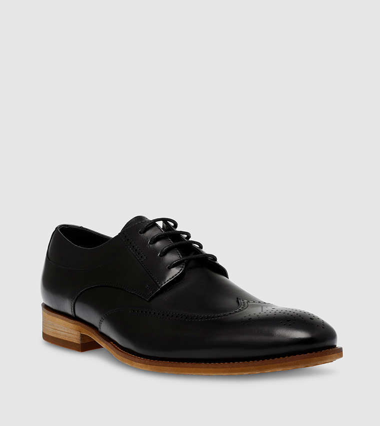 Mens black lace store up dress shoes