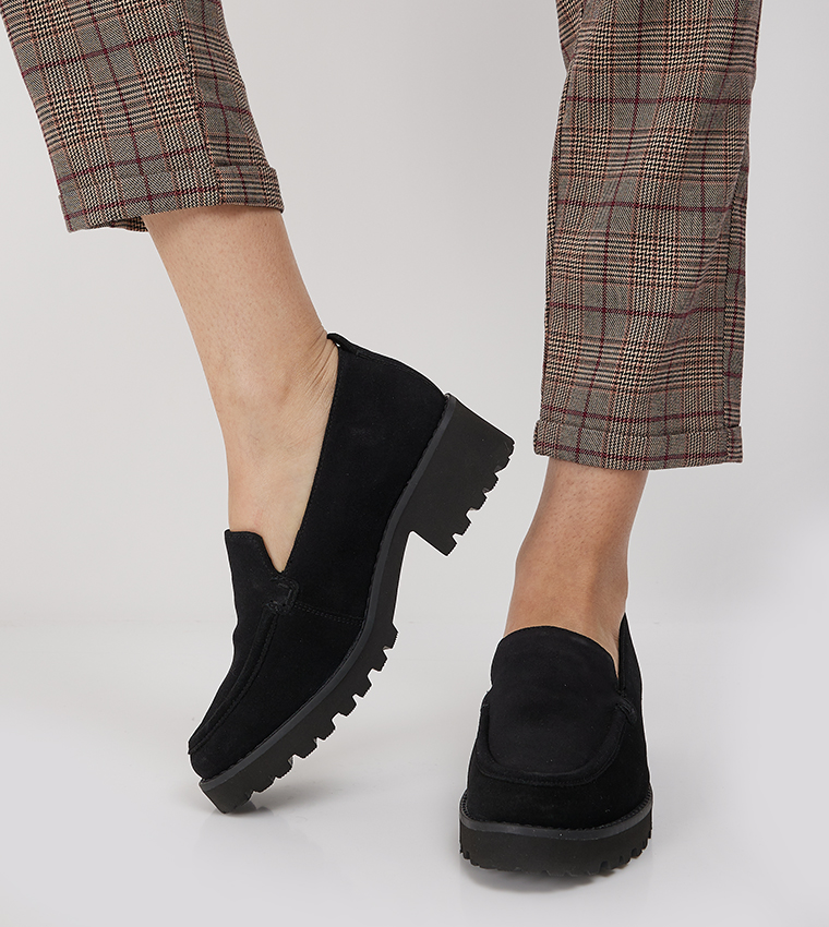 Buy Hush Puppies LUCY Block Heel Loafers In Black | 6thStreet UAE