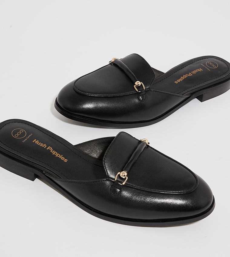 Buy Hush Puppies DEANA Metal Accent Round Toe Mules In Black 6thStreet Bahrain