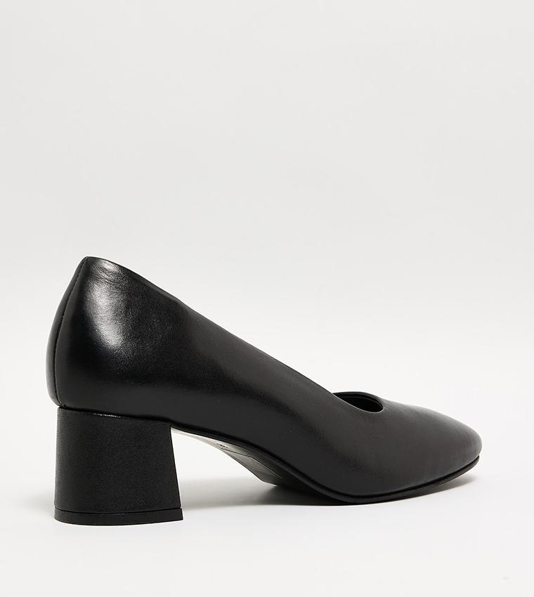 Textured Block Heel Pumps