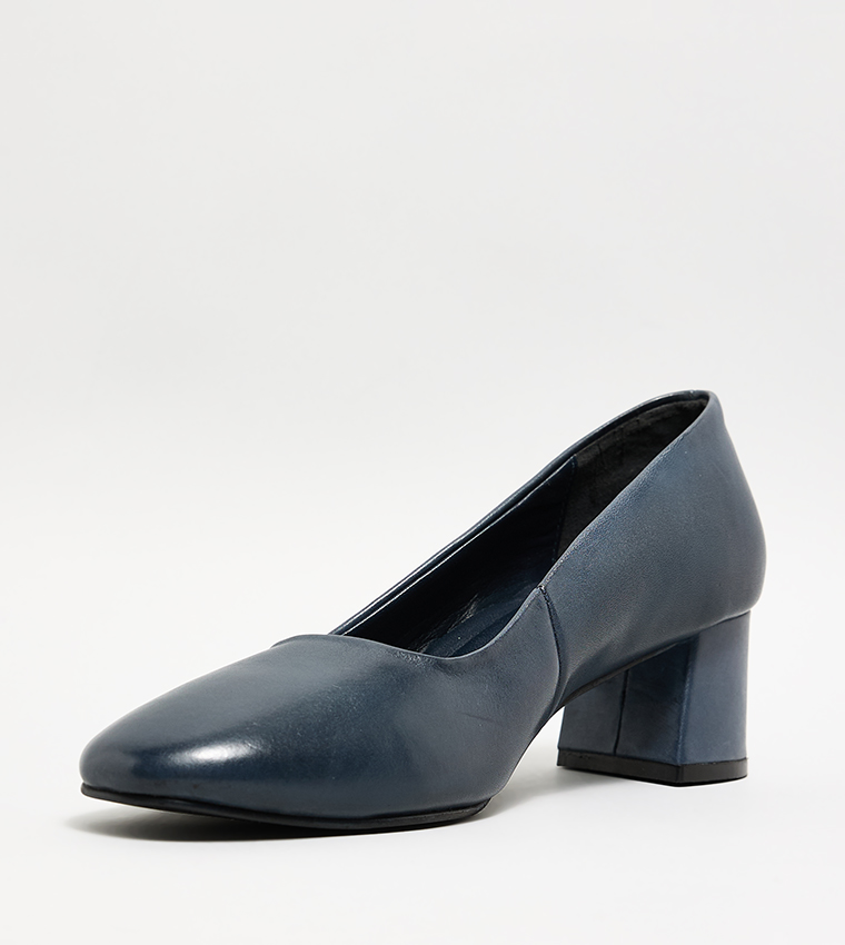 Textured Block Heel Pumps