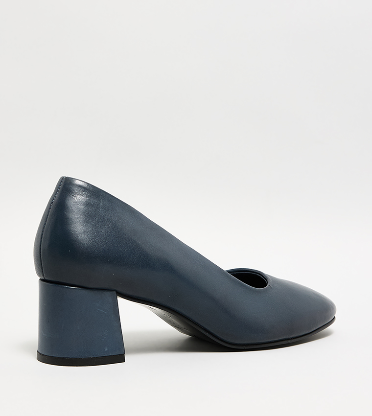Textured Block Heel Pumps