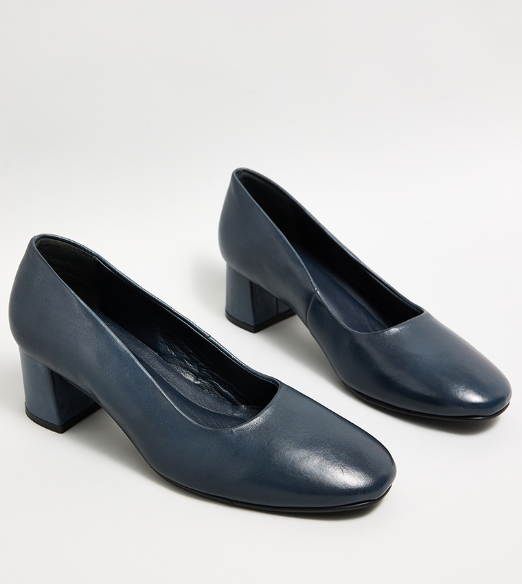 Textured Block Heel Pumps