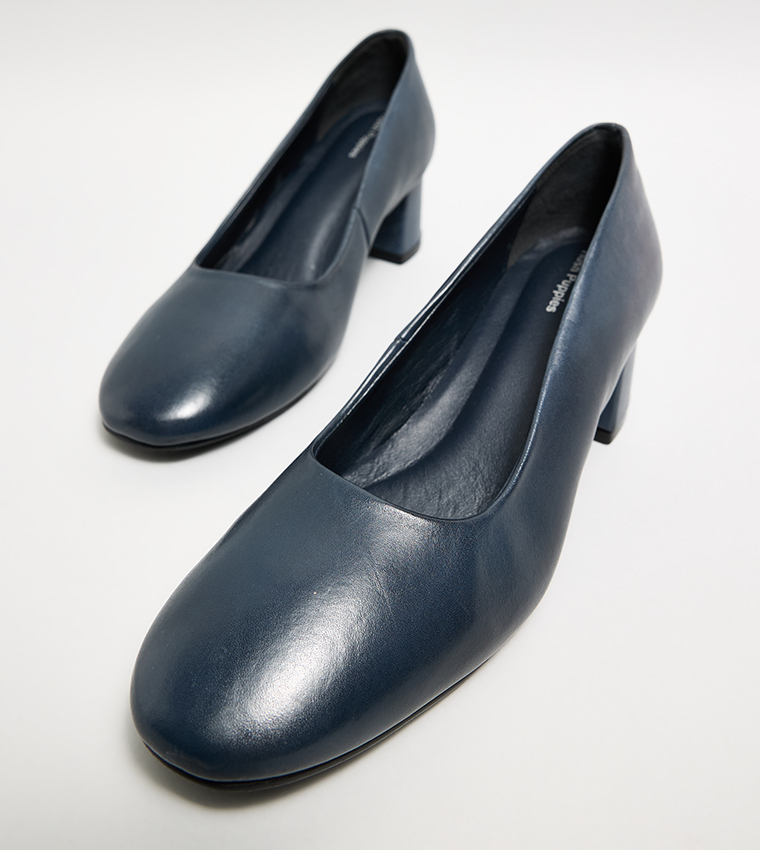 Textured Block Heel Pumps
