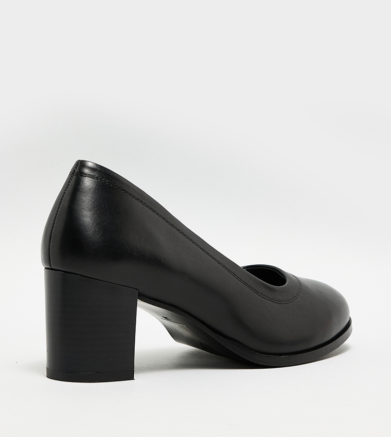 Textured Block Heel Pumps