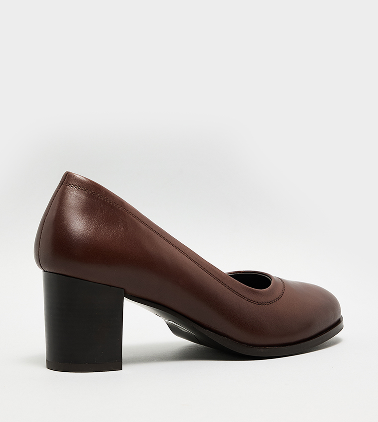 Textured Block Heel Pumps