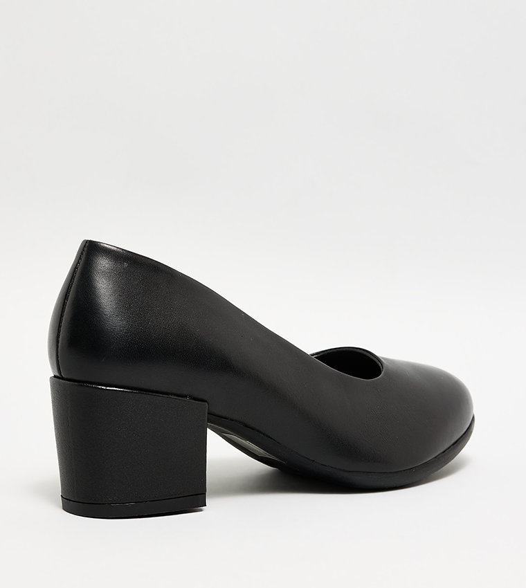 Textured Block Heel Pumps