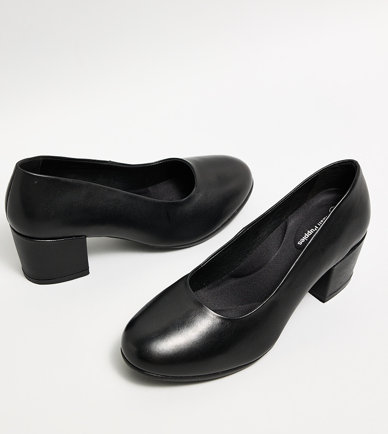 Textured Block Heel Pumps