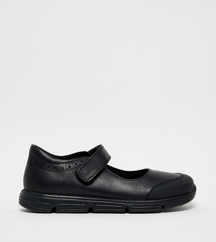 Textured Velcro Closure Mary Janes