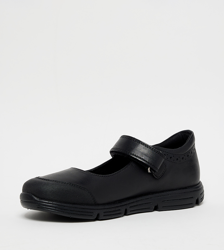 Textured Velcro Closure Mary Janes