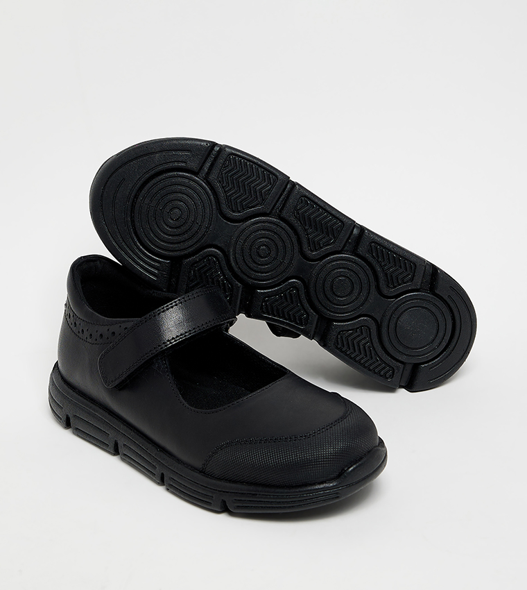 Textured Velcro Closure Mary Janes