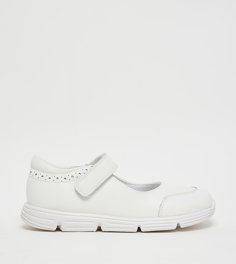 Textured Velcro Closure Mary Janes