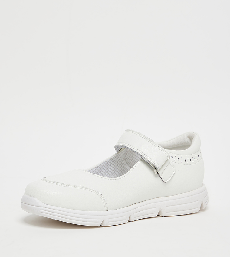 Textured Velcro Closure Mary Janes