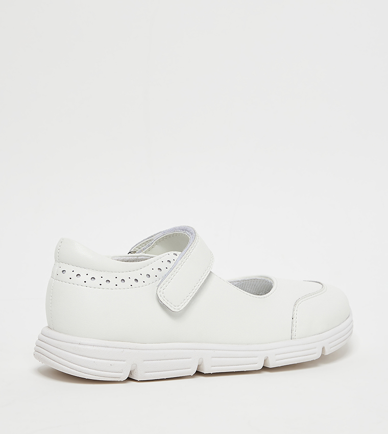 Textured Velcro Closure Mary Janes