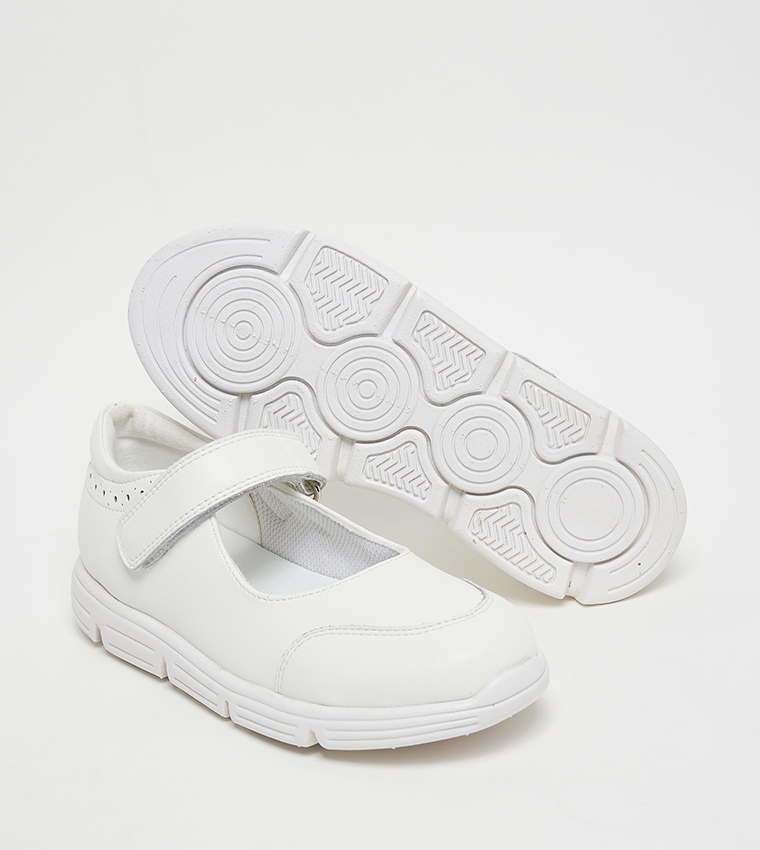 Textured Velcro Closure Mary Janes