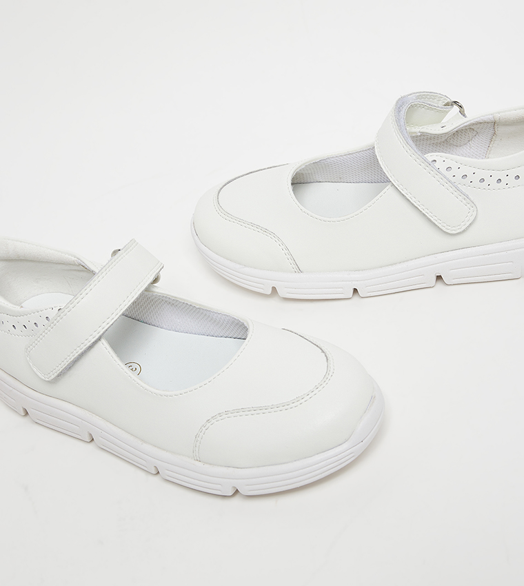 Textured Velcro Closure Mary Janes