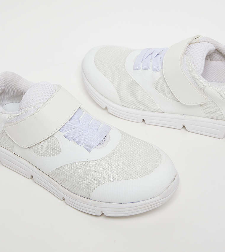 Textured Mesh Velcro Closure Sneakers