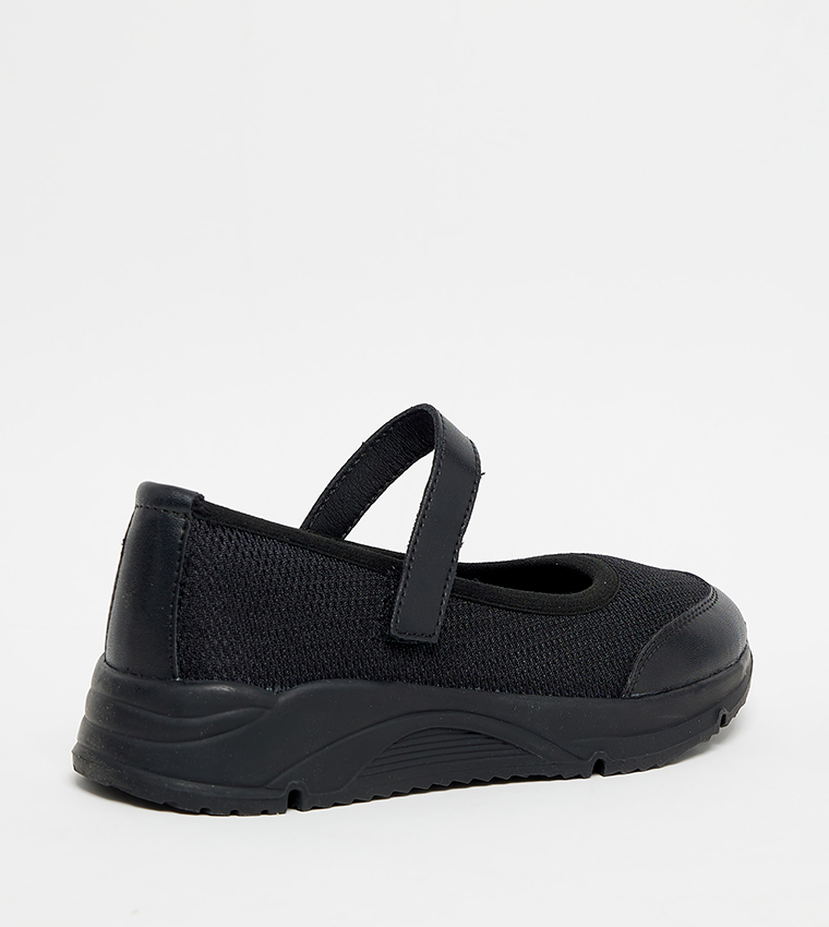 Textured Mesh Velcro Closure Mary Janes