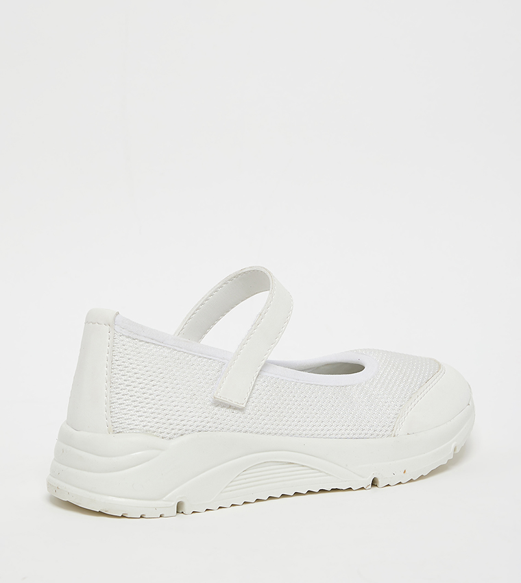 Textured Mesh Velcro Closure Mary Janes