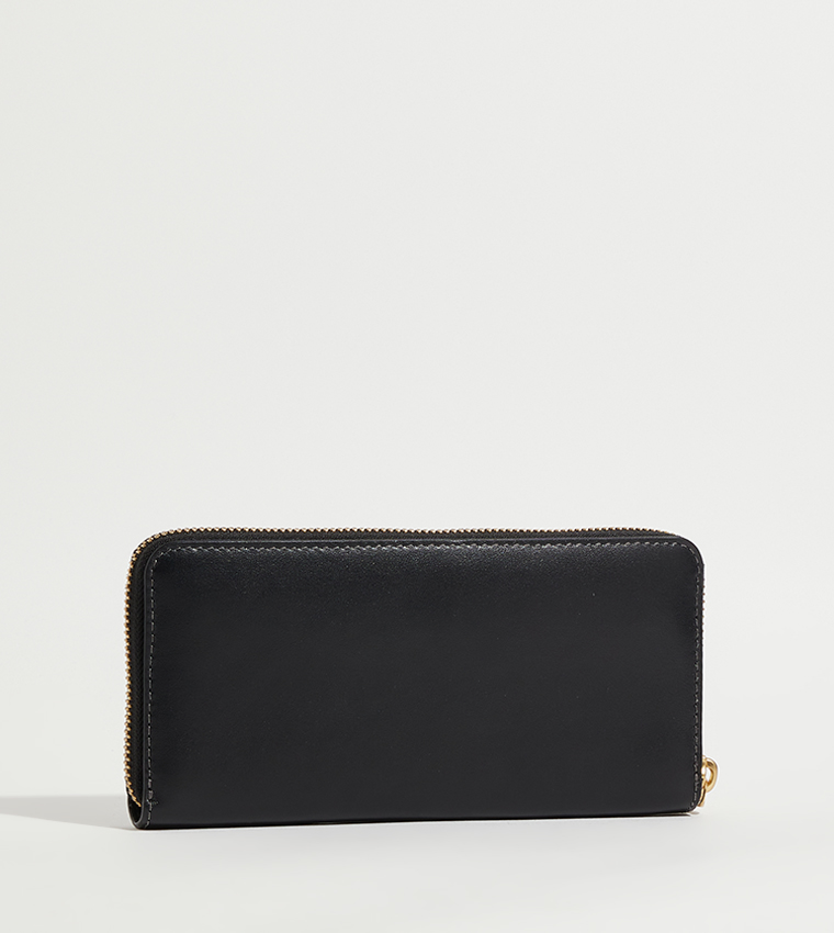 Textured Logo Detail Zip Around Wallet