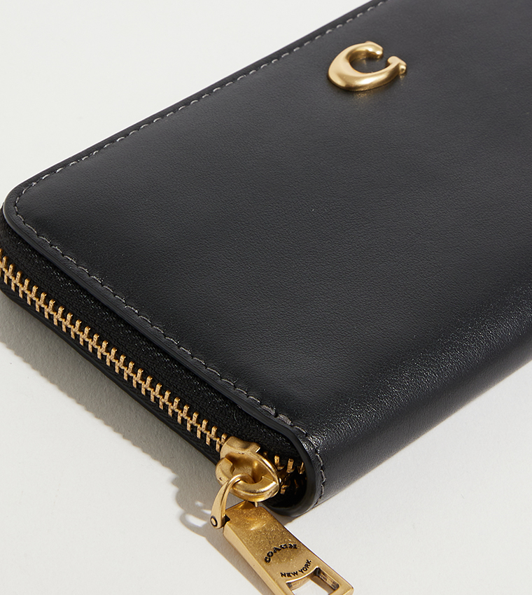 Textured Logo Detail Zip Around Wallet