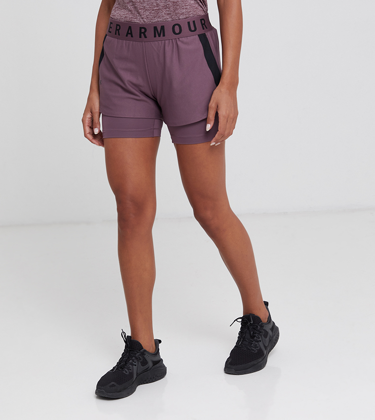 Under Armour Play Up 2-in-1 Shorts in purple