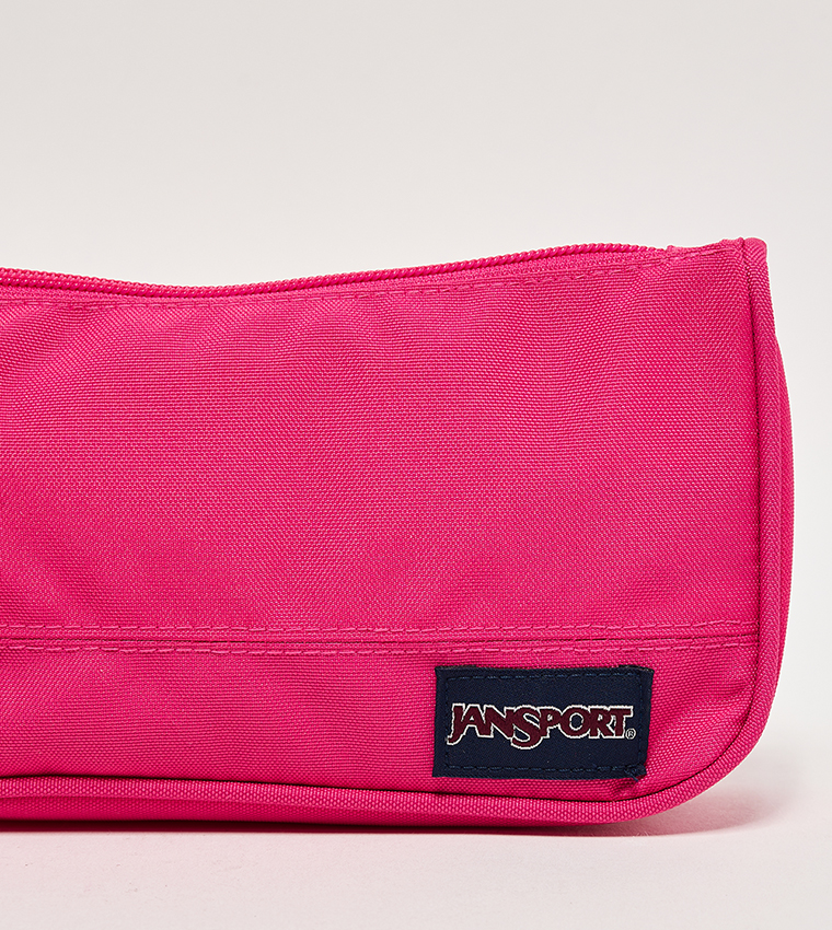 Label Detail Zip-Closure Pencil Pouch