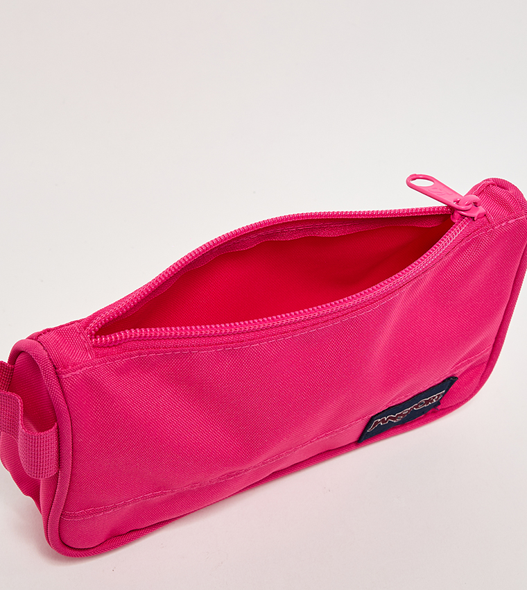 Label Detail Zip-Closure Pencil Pouch