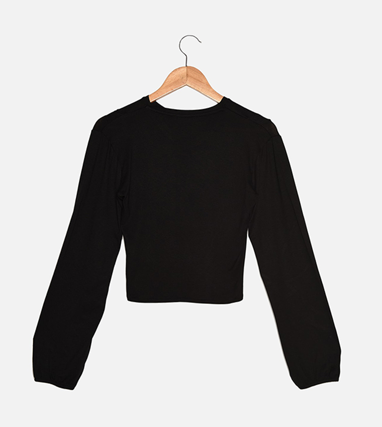 Buy Trendyol Cross Over Crop Top In Black | 6thStreet UAE