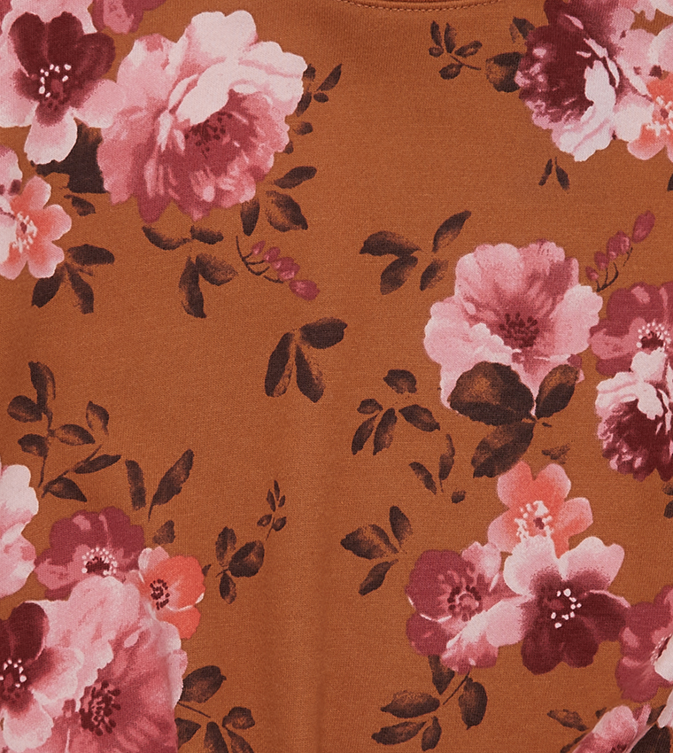 Girl's Floral Printed Pullover Sweater