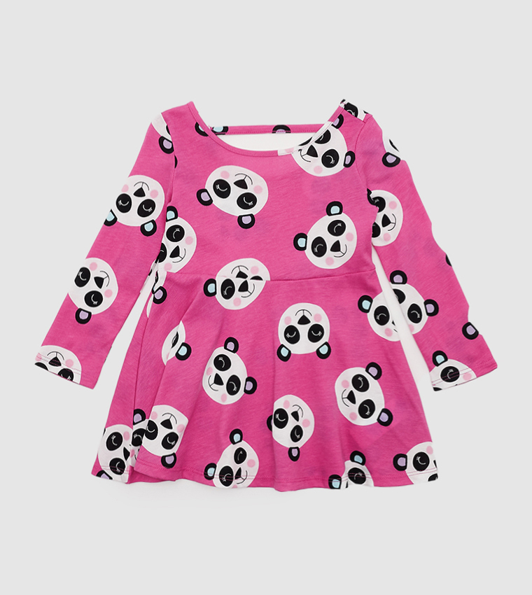 Toddler Girl's Panda Cut Out Skater Dress