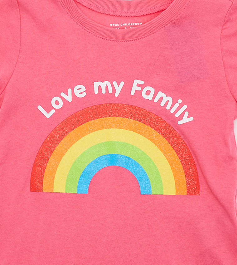 Girl's Family Rainbow Graphic Printed T-Shirt