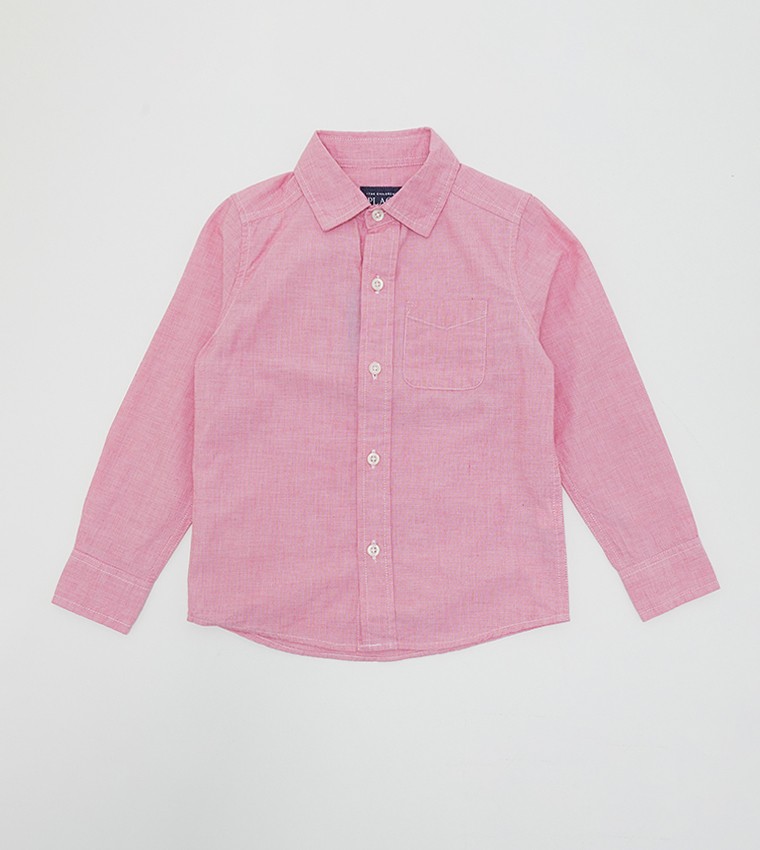 Chemise Habillée The Children's Place - Manches Longues, Taille 3T, Bleu, Coton - Idéal Pour Mariage