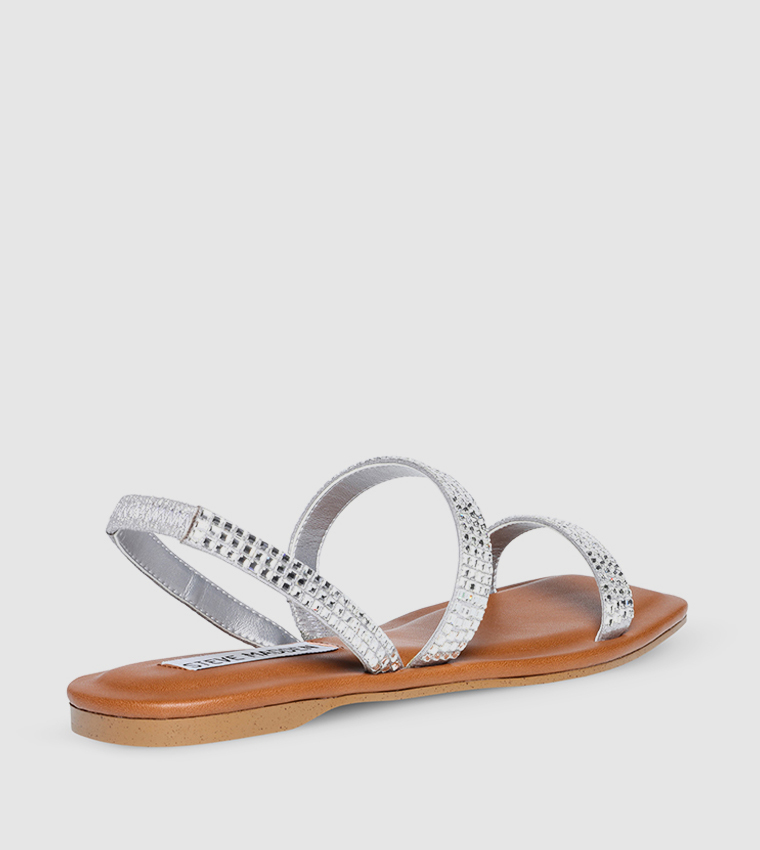 Designer Sandals Steve Madden Silver Flat Sandals Steve Madden