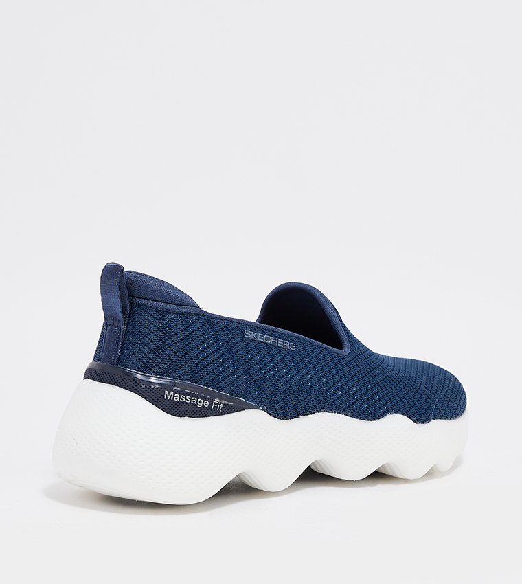 Buy Skechers GO WALK MASSAGE FIT Mesh Detail Slip On Shoes In Navy