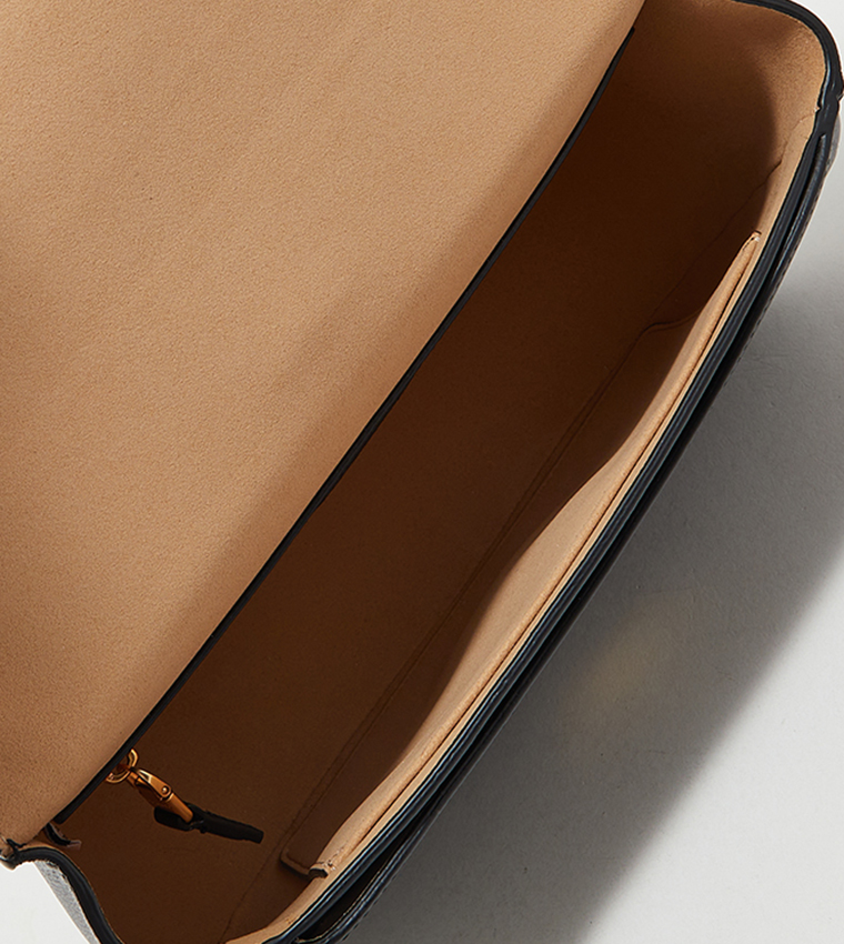 Logo Detail Textured Crossbody Bag