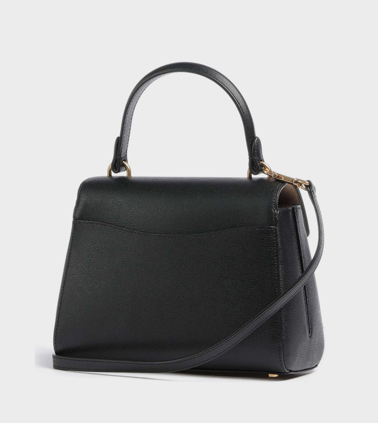 Textured Flap Top Handle Bag