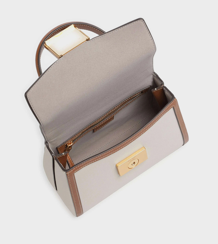 Textured Flap Top Handle Bag