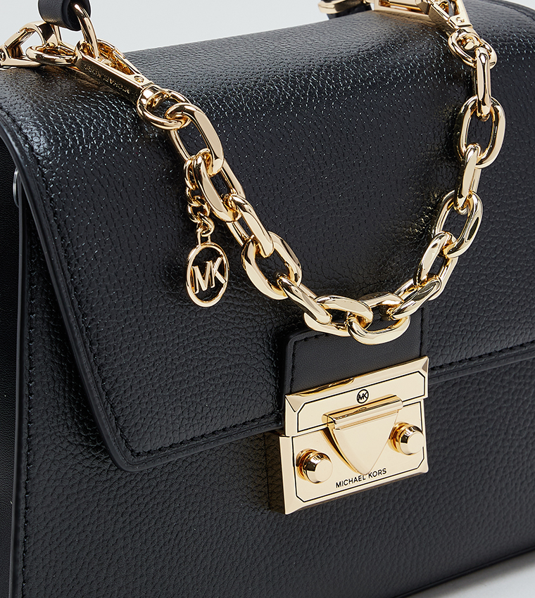 Textured Chain Detail Top Handle Bag