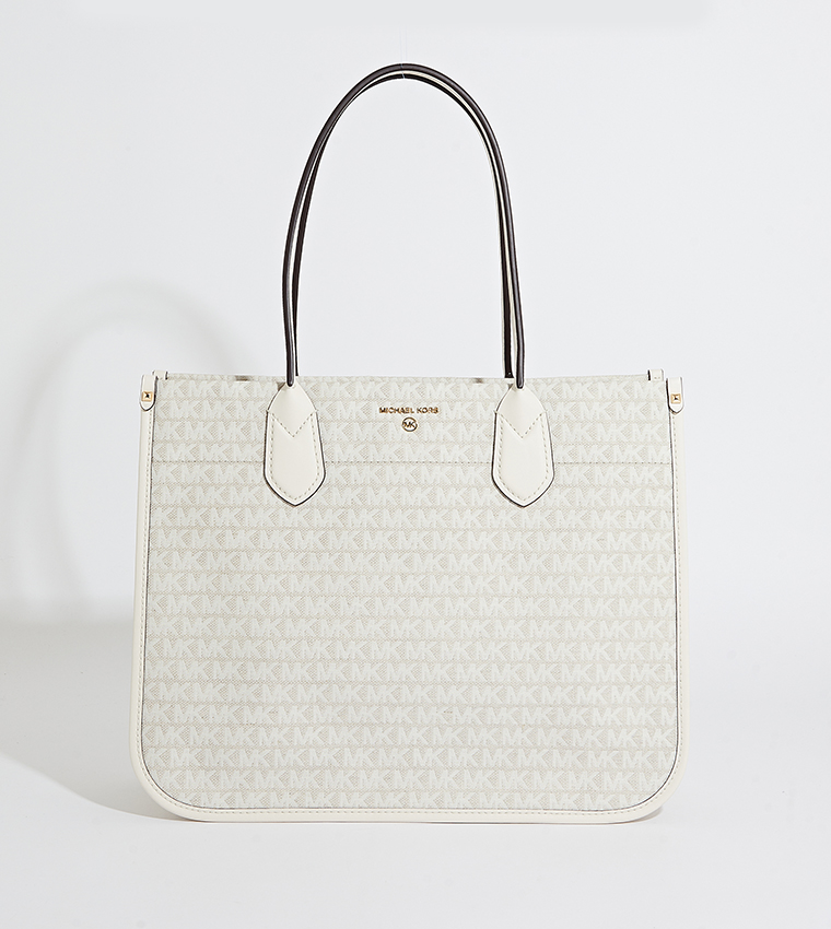 Buy Michael Kors Logo Monogram Tote Bag In White 6thStreet Qatar