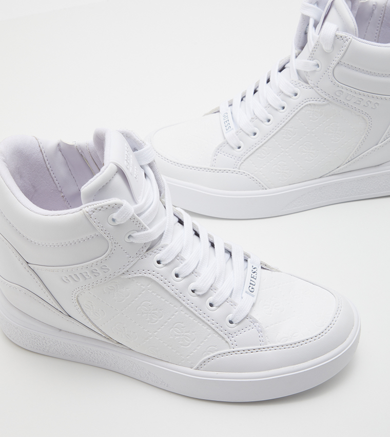 Buy Guess Logo Detail High Top Sneakers In White 6thStreet Saudi Arabia