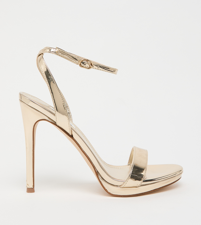 LOOLA Textured Ankle Loop Heeled Sandals