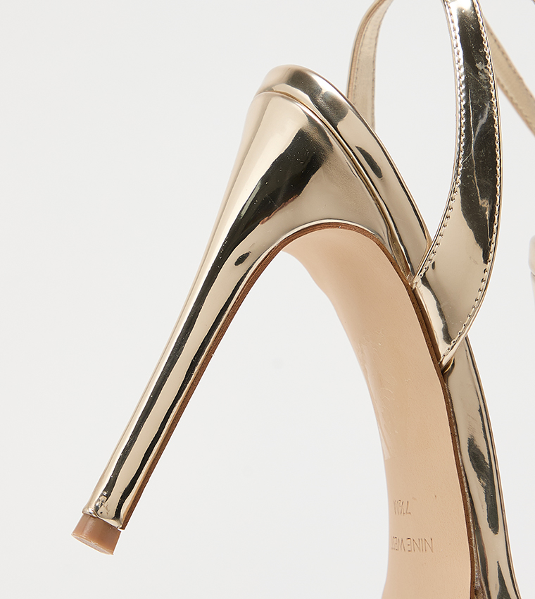 LOOLA Textured Ankle Loop Heeled Sandals