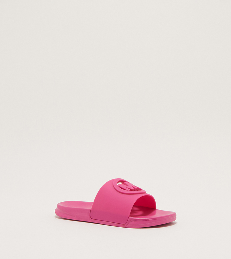 Buy Michael Kors Jett Charm Chopout Slides In Pink | 6thStreet UAE