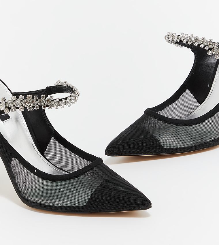 FORTUNE2 Embellished Pointed Toe Pumps